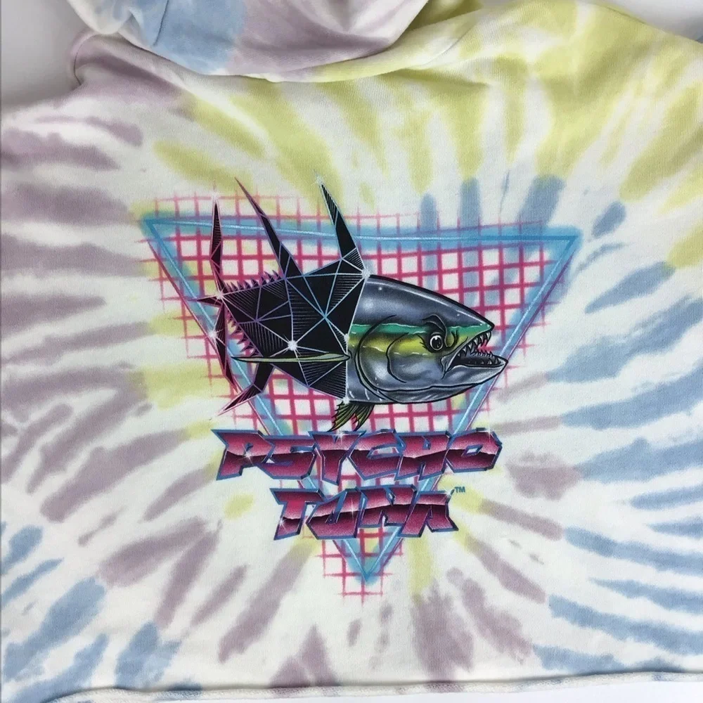 NWT Psycho Tuna Tie Dye Crop Neon Geo Hoodie | Medium